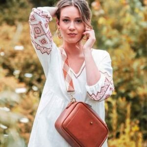 Madewell White Linen Embroidered Maxi Dress Size Small